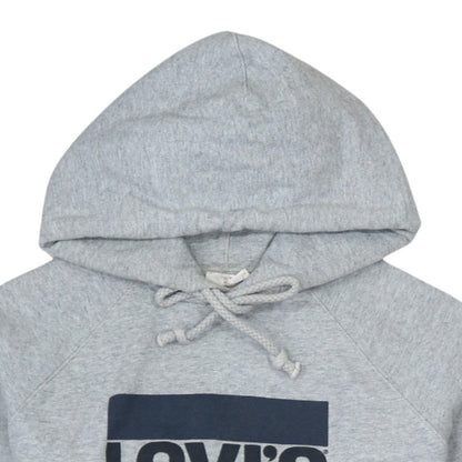 Levi's Men's Grey Pullover Hoodie Medium Logo Fleece Jumper