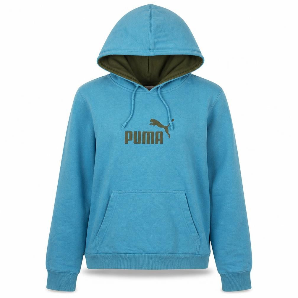 Puma Womens Blue Pullover Hoodie Size 12 Cotton Logo Sweatshirt