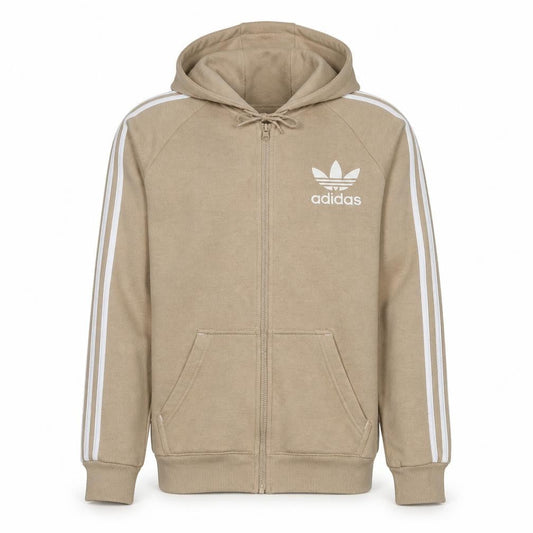 Adidas Men’s Beige Full Zip Hoodie XS Sports Fleece Sweatshirt