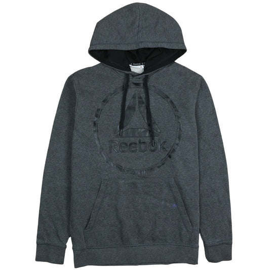 Reebok Men's Grey Pullover Hoodie Small Fleece Lined Logo Sweatshirt