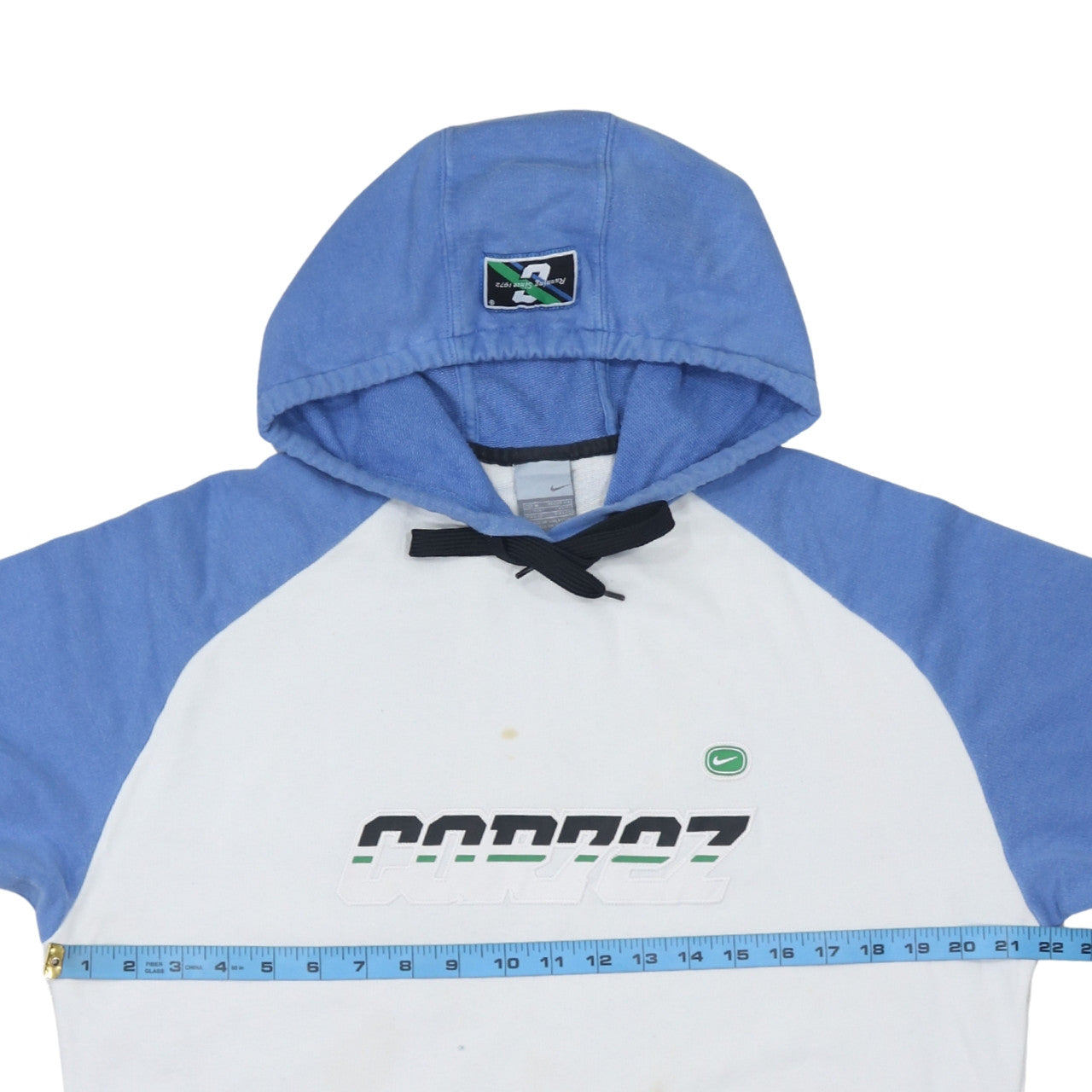 Nike Mens White Blue Hoodie Pullover Cortez Graphic Print M