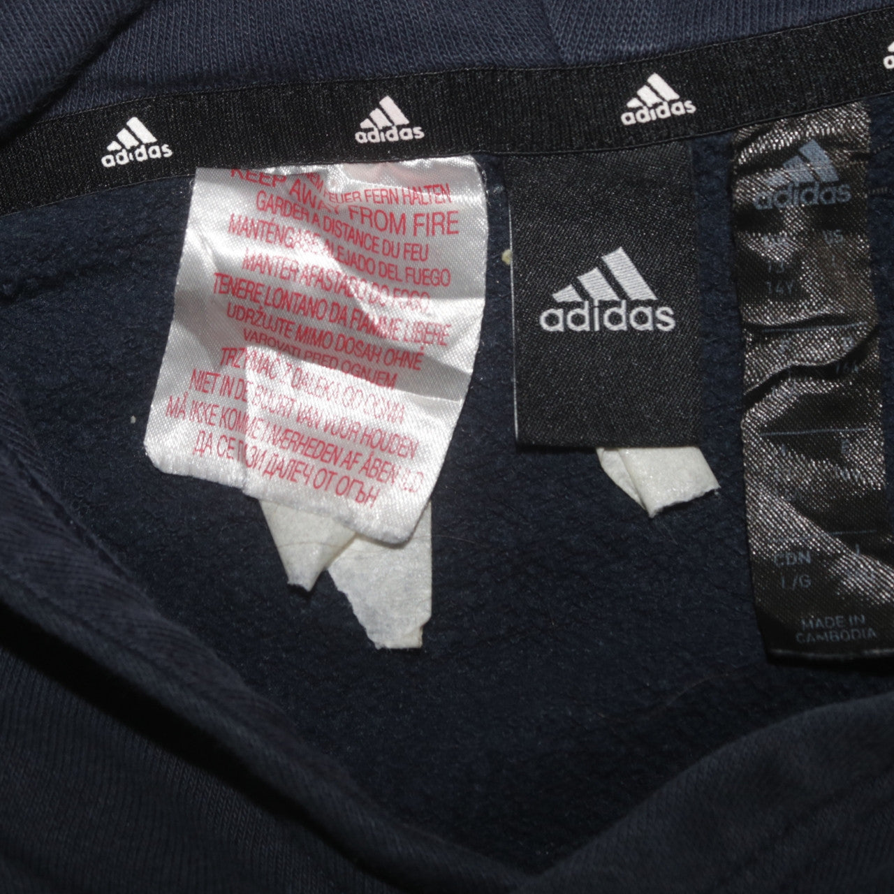 Adidas Boys Blue Pullover Hoodie 14 Years Regular Fit Graphic Print