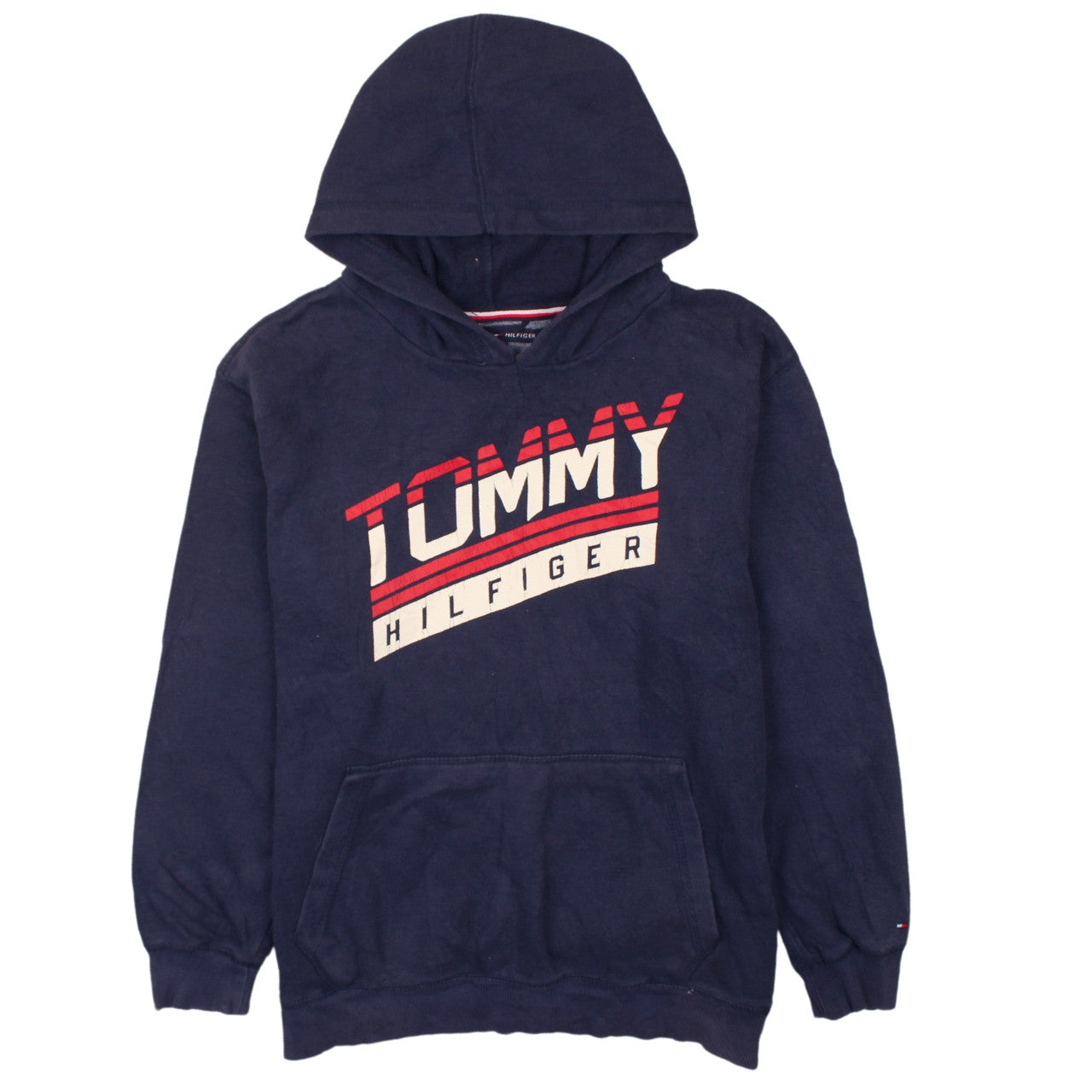 Tommy Hilfiger Men’s Blue XL Pullover Hoodie with Logo Print
