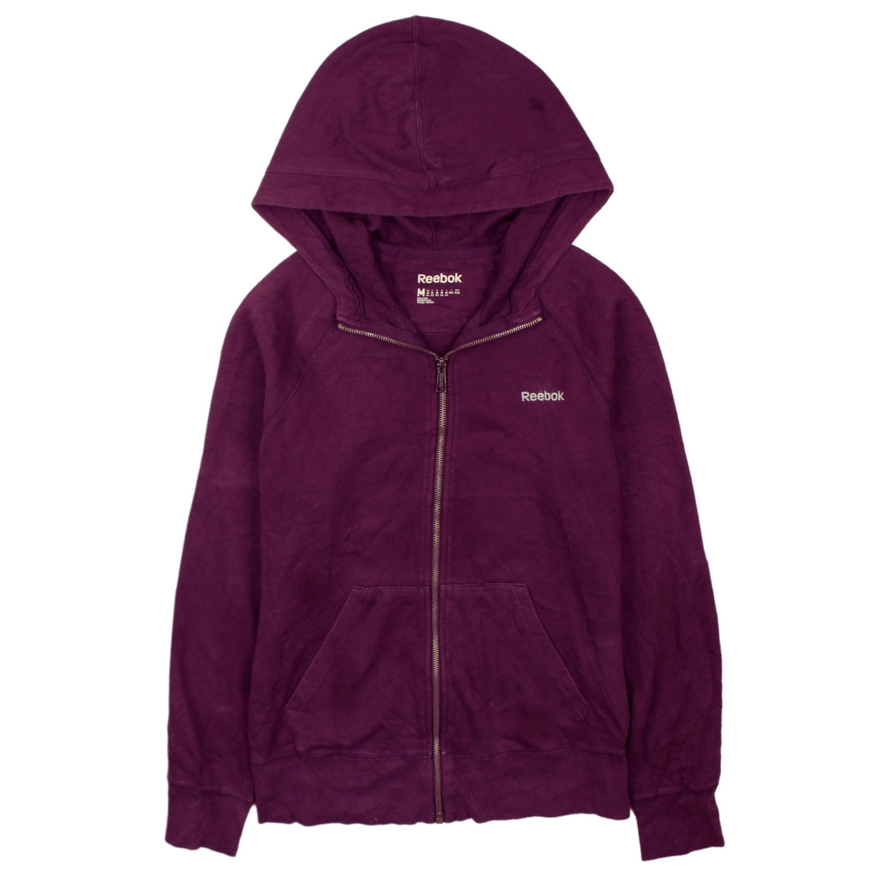Reebok Womens Purple Full Zip Hoodie Medium Cotton Blend