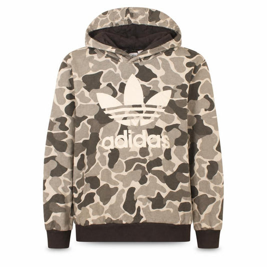Adidas Teens Grey Camo Pullover Hoodie L 13-14Y Cotton Blend