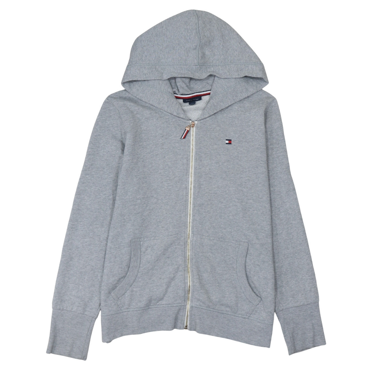 Tommy Hilfiger Women Grey Full Zip Hoodie Size L Cotton Blend