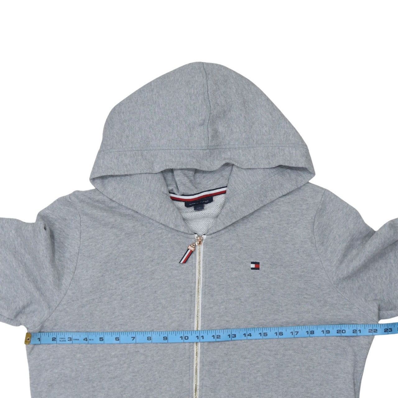 Tommy Hilfiger Women Grey Full Zip Hoodie Size L Cotton Blend