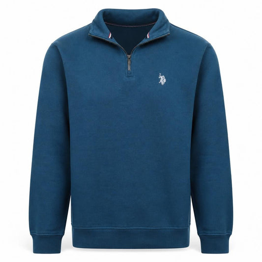 U.S. Polo Assn. Men's Blue 1/4 Zip Cotton Sweatshirt Size S
