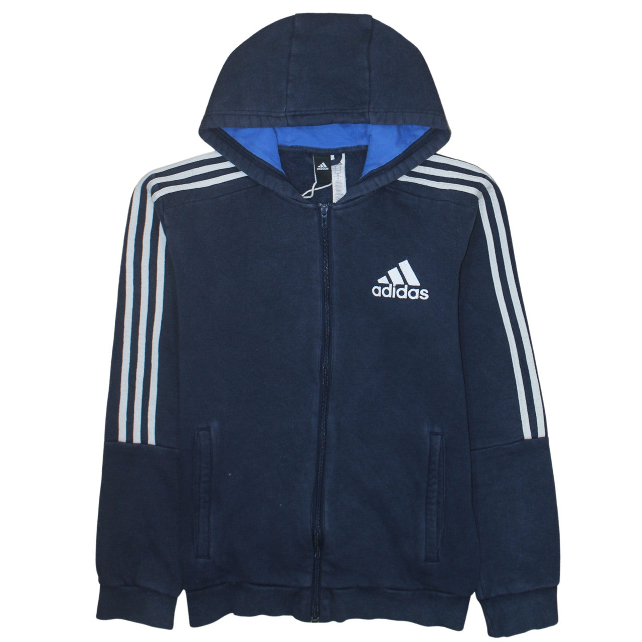 Adidas Mens Blue Full Zip Hooded Sweatshirt Hoodie Size M