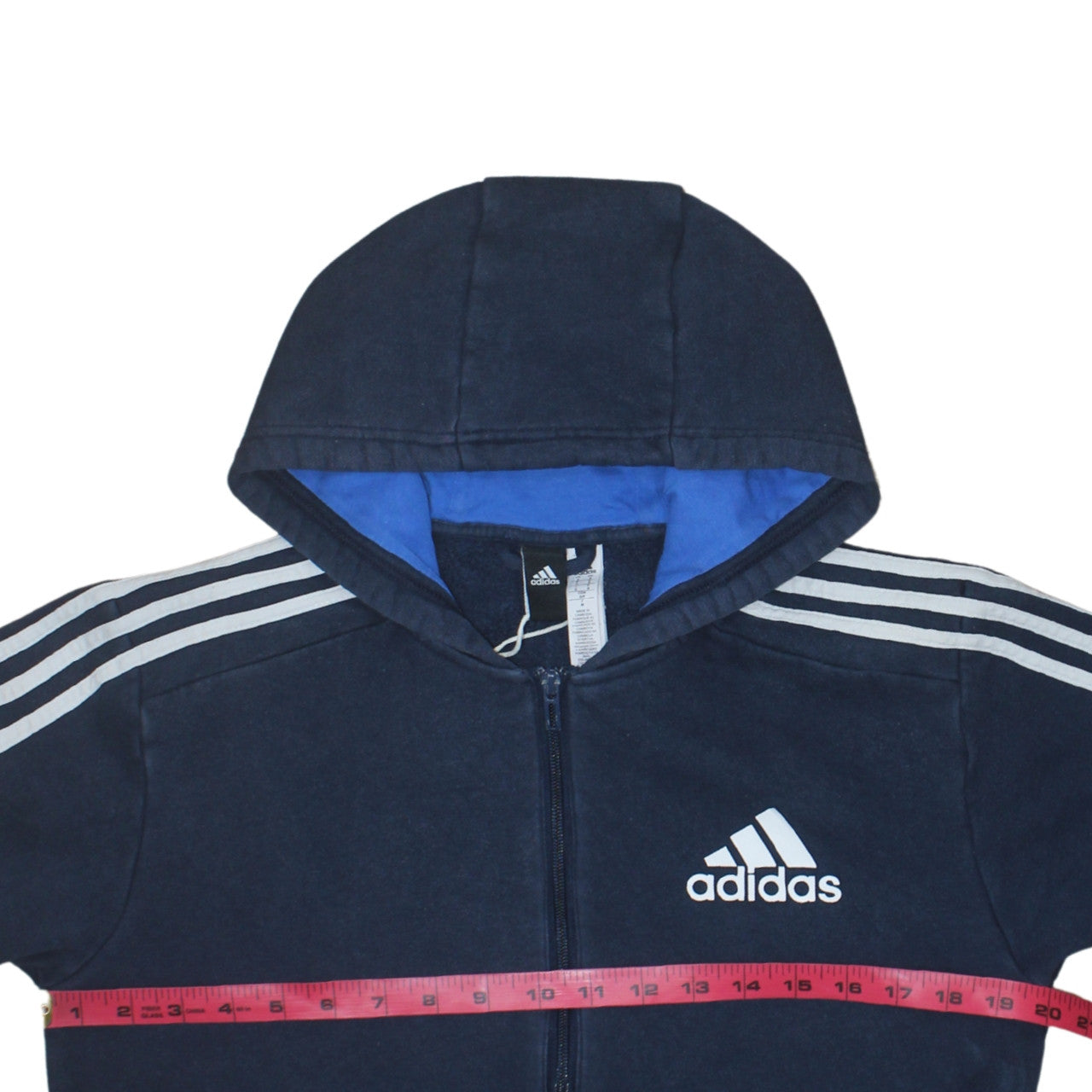 Adidas Mens Blue Full Zip Hooded Sweatshirt Hoodie Size M