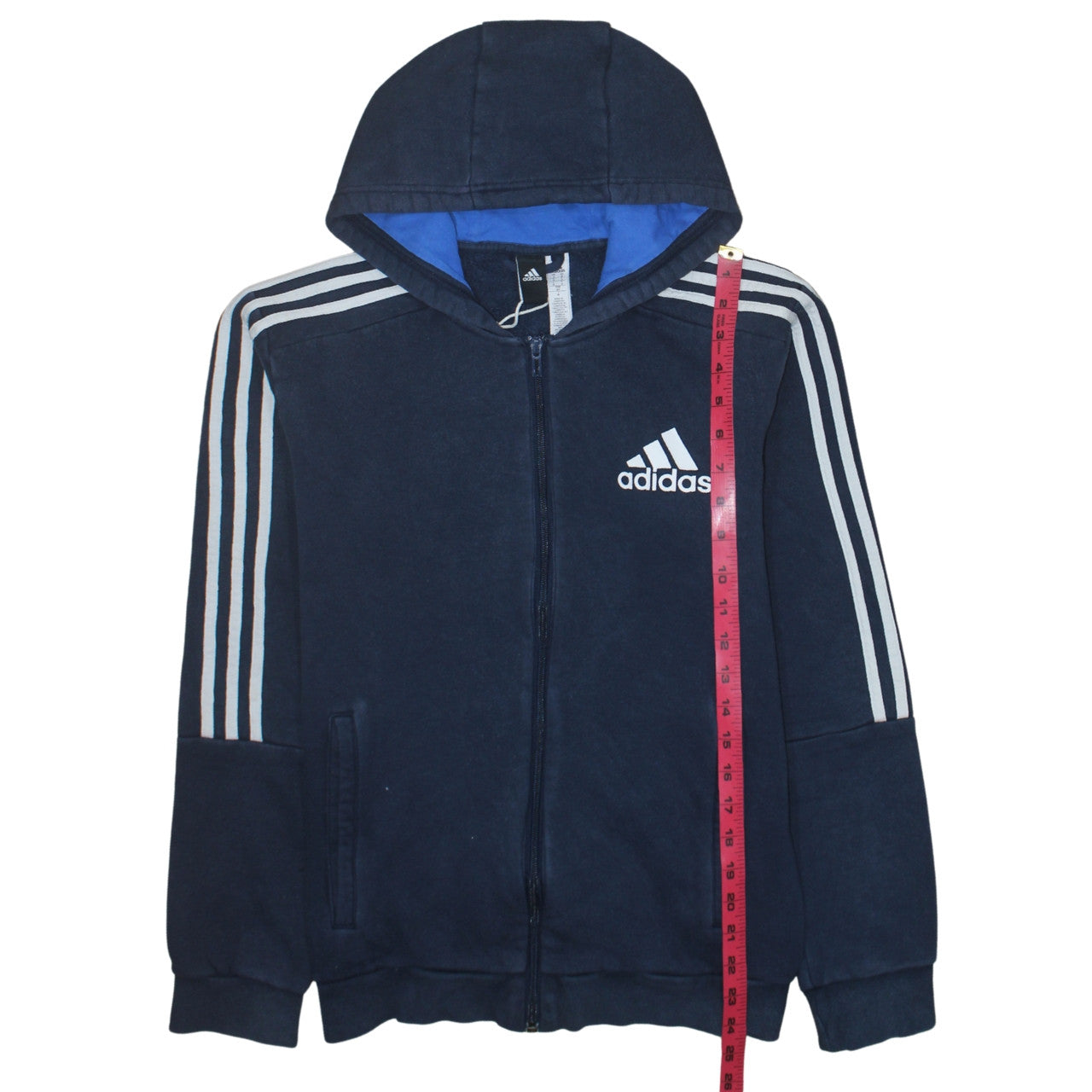 Adidas Mens Blue Full Zip Hooded Sweatshirt Hoodie Size M