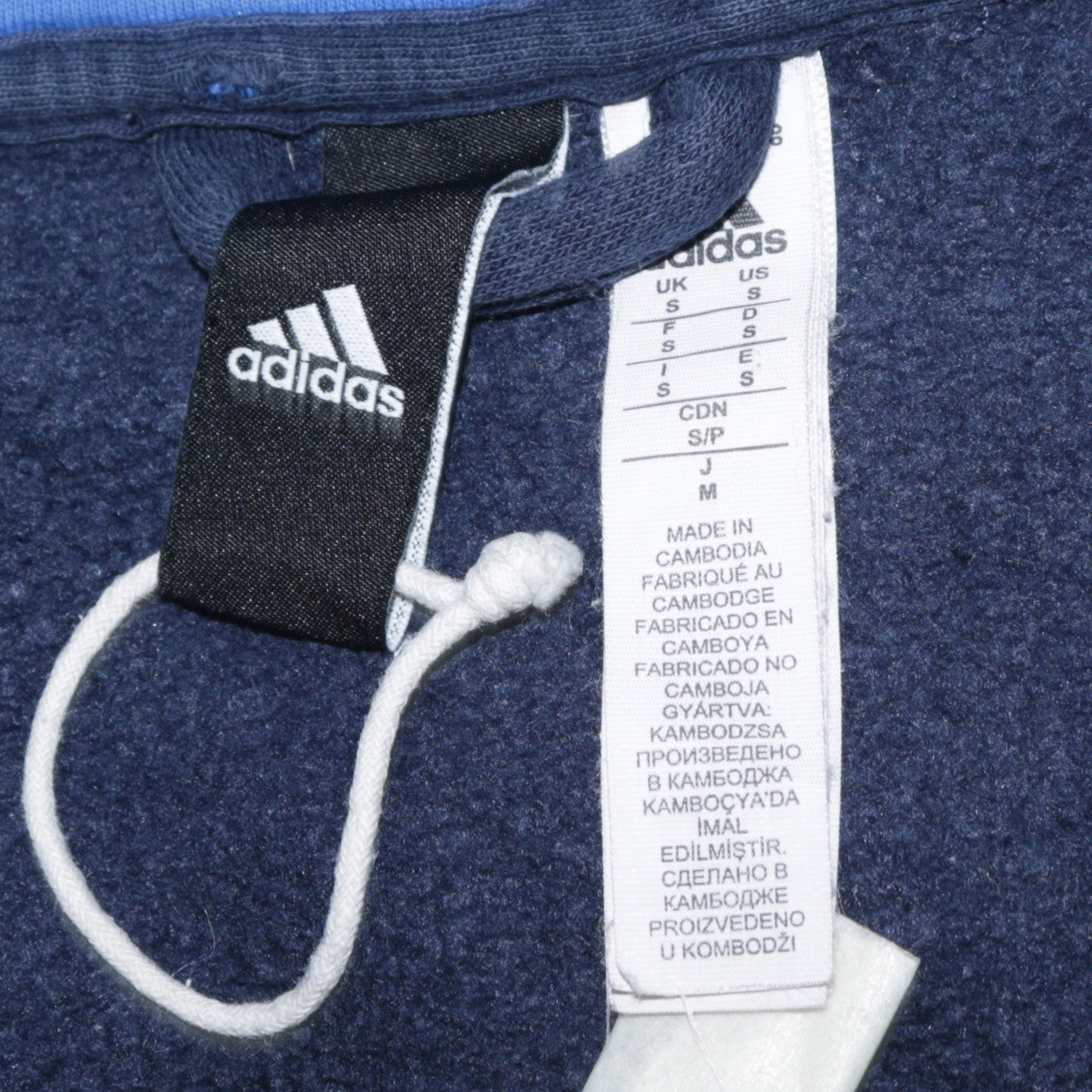 Adidas Mens Blue Full Zip Hooded Sweatshirt Hoodie Size M