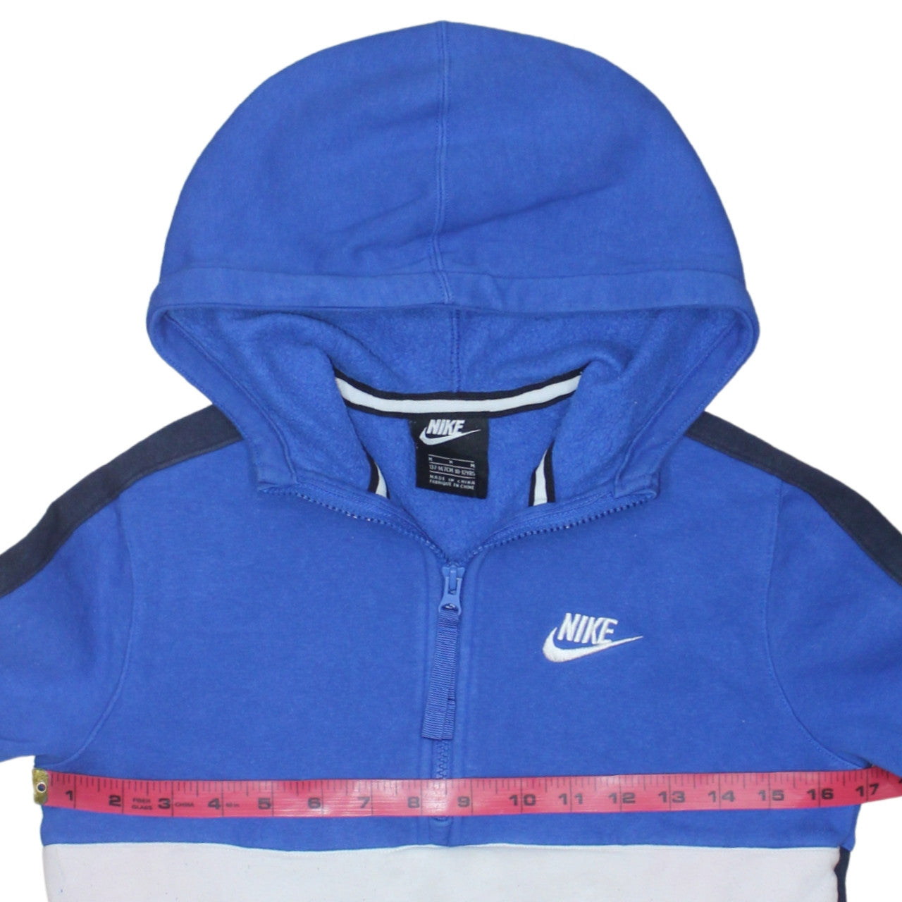 Nike Boys Blue Colourblock 1/4 Zip Hooded Sweatshirt 10-12 Years