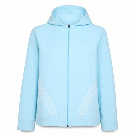 Adidas Womens Blue Full Zip Hoodie Size 12 Cotton Blend Sportswear