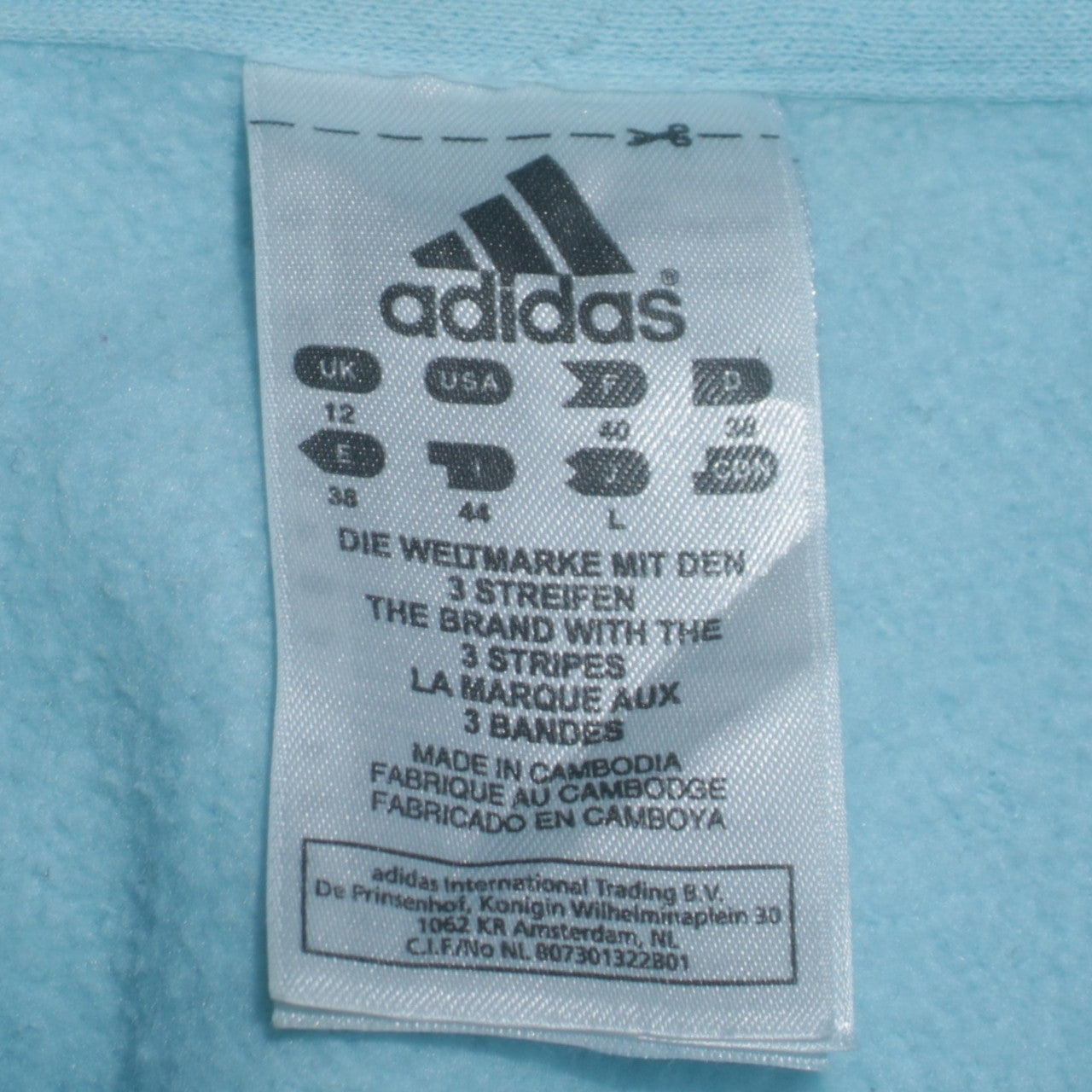 Adidas Womens Blue Full Zip Hoodie Size 12 Cotton Blend Sportswear