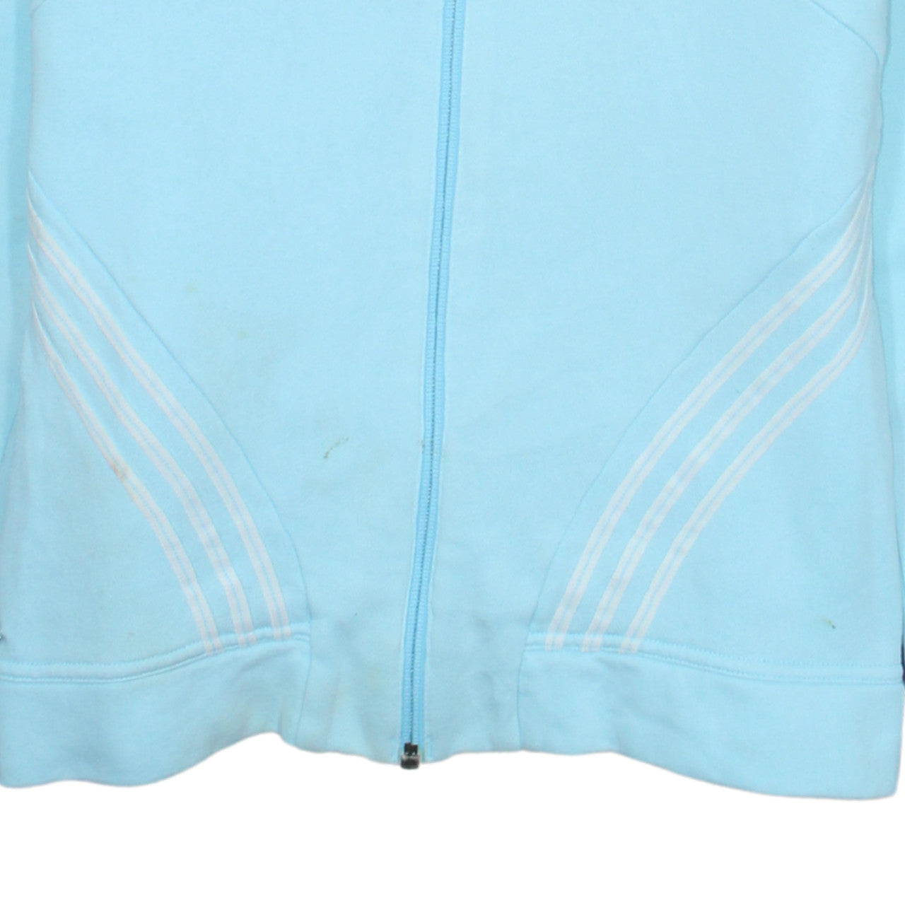 Adidas Womens Blue Full Zip Hoodie Size 12 Cotton Blend Sportswear