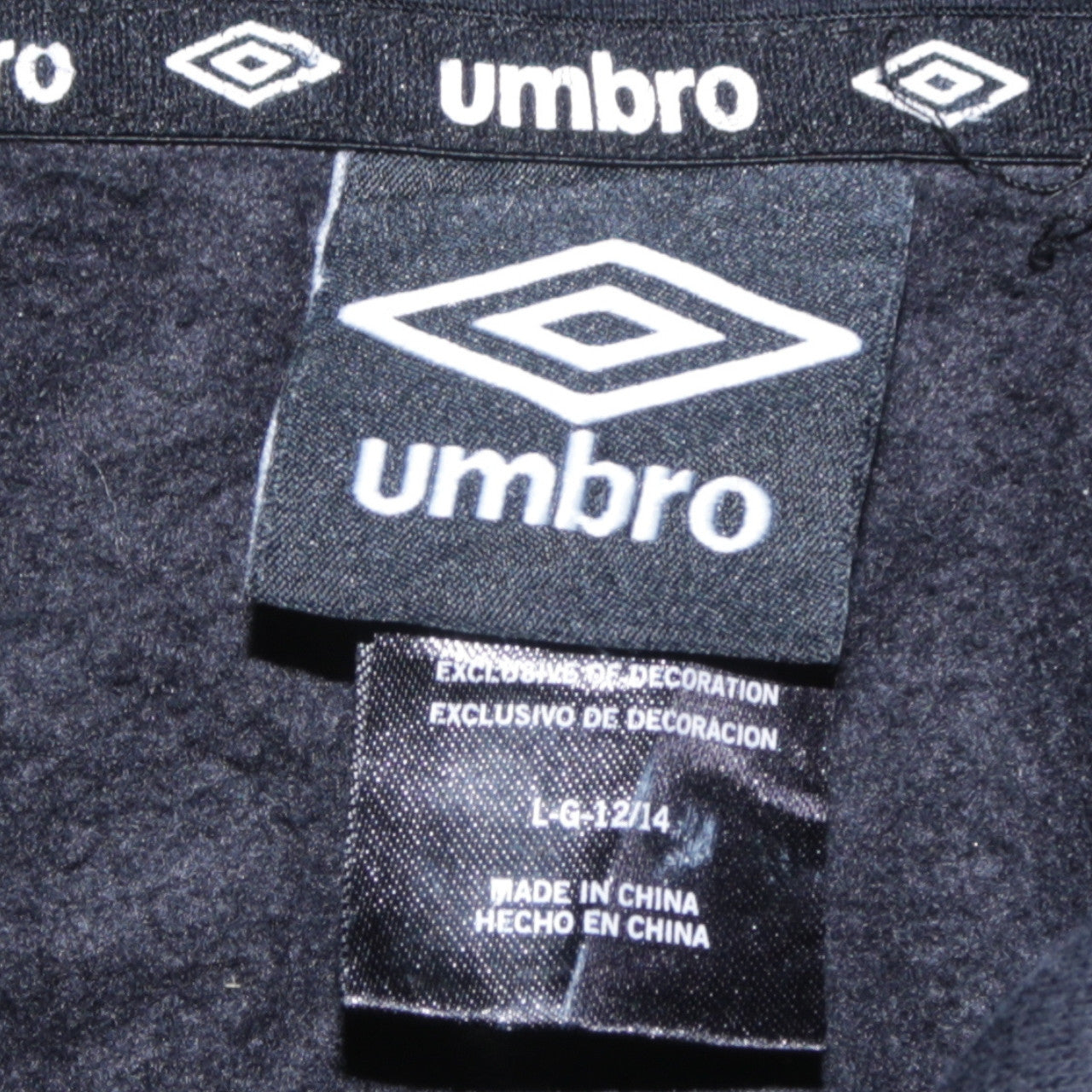Umbro Boys Black Full Zip Hoodie 12-13 Years Colourblock Sportswear