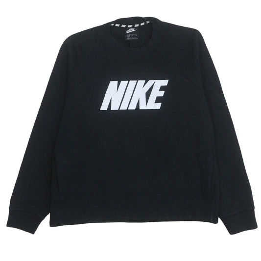 Nike Women Black Logo Crew Neck Pullover Sweatshirt Size L
