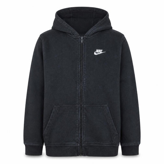 Front view of Nike boys’ black xl full zip fleece hoodie sweatshirt