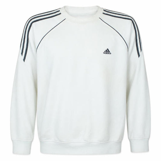 Adidas Men's White Crew Neck Logo Pullover Sweatshirt Size L