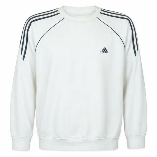 Adidas Men's White Crew Neck Logo Pullover Sweatshirt Size L