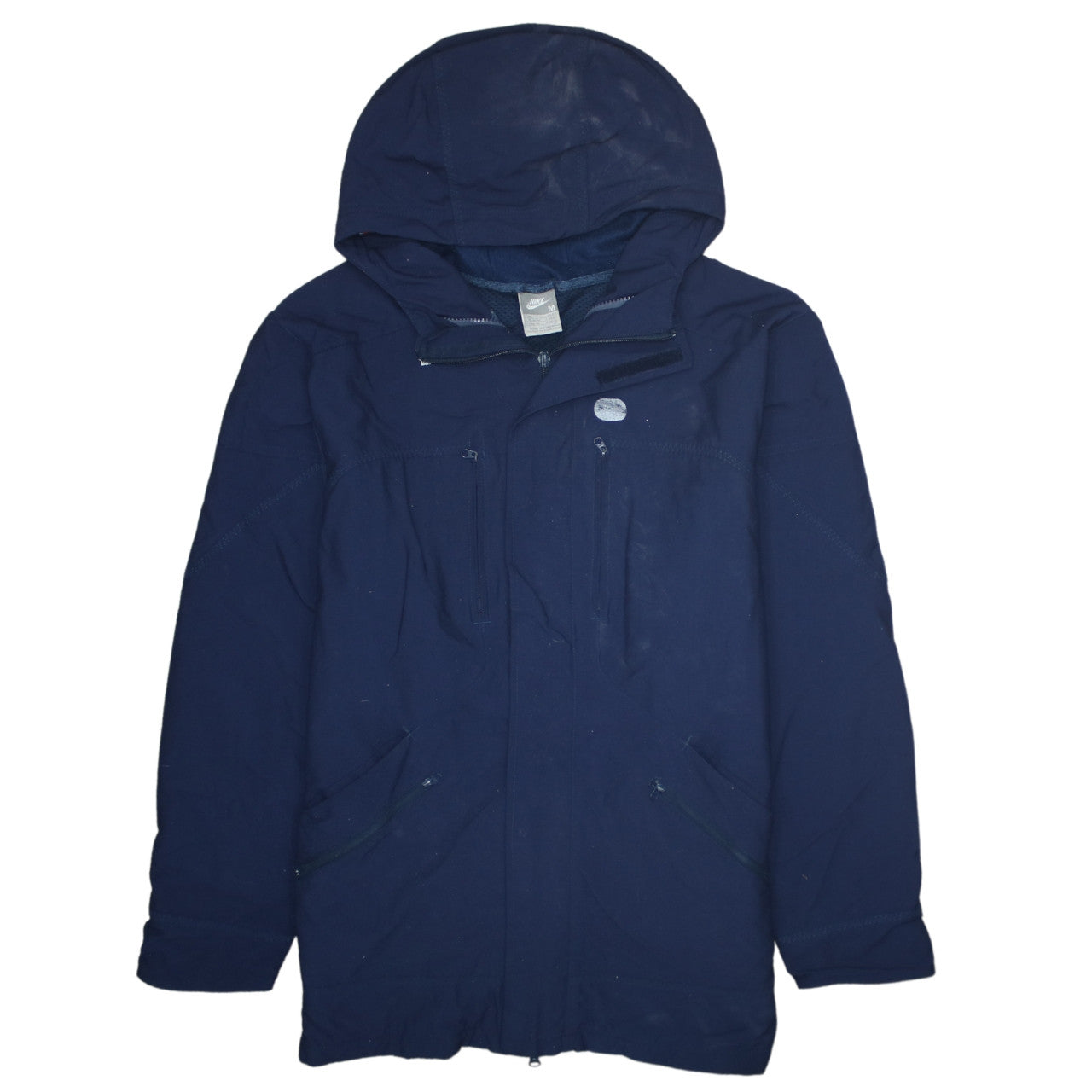 Nike Men's Blue Hooded Parka Jacket Size M Regular Fit Zip Pockets
