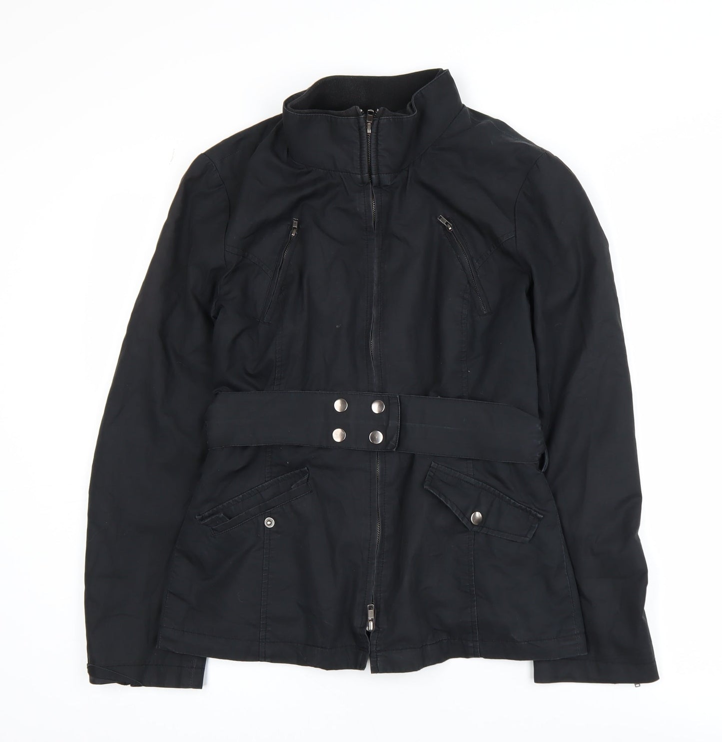 Dalia Collection Women's Black Belted Cotton Jacket Size 8