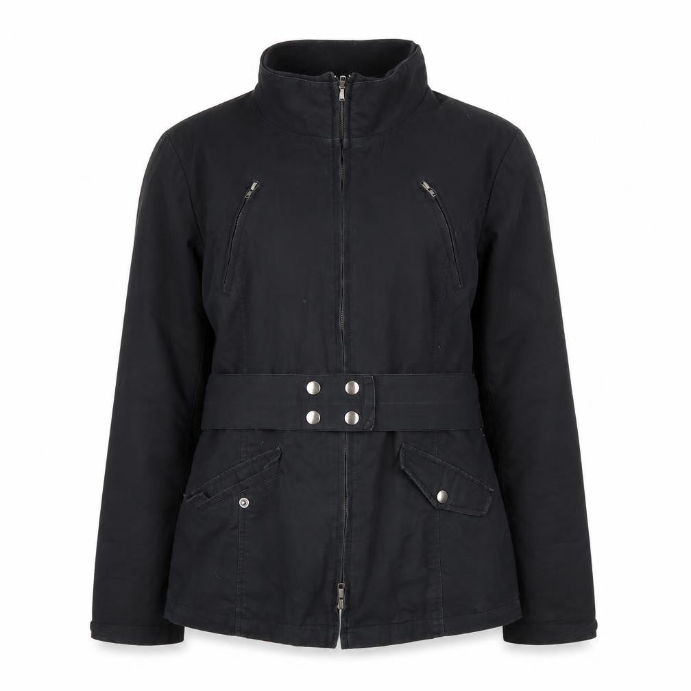 Dalia Collection Women's Black Belted Cotton Jacket Size 8