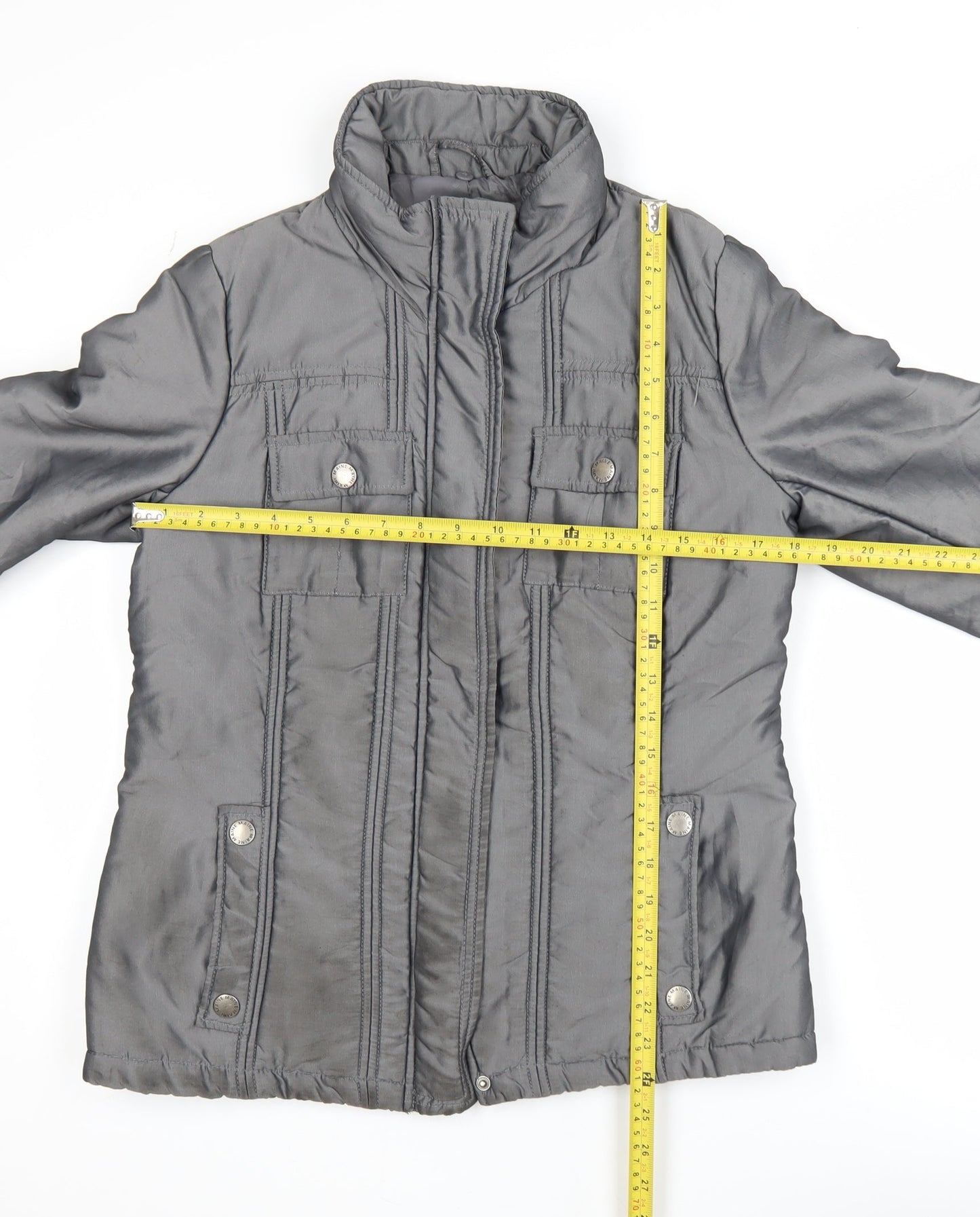 Maine New England Women’s Grey Puffer Jacket Size 10 Regular Zip