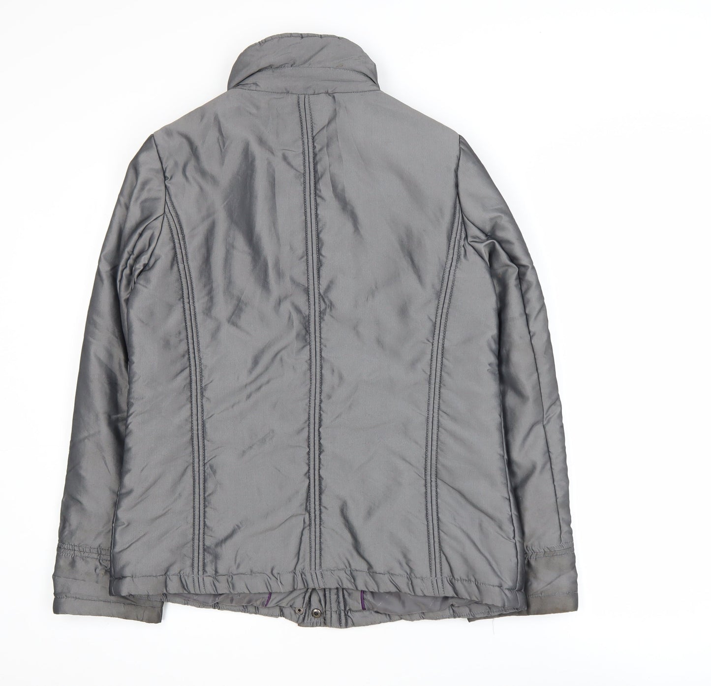 Maine New England Women’s Grey Puffer Jacket Size 10 Regular Zip