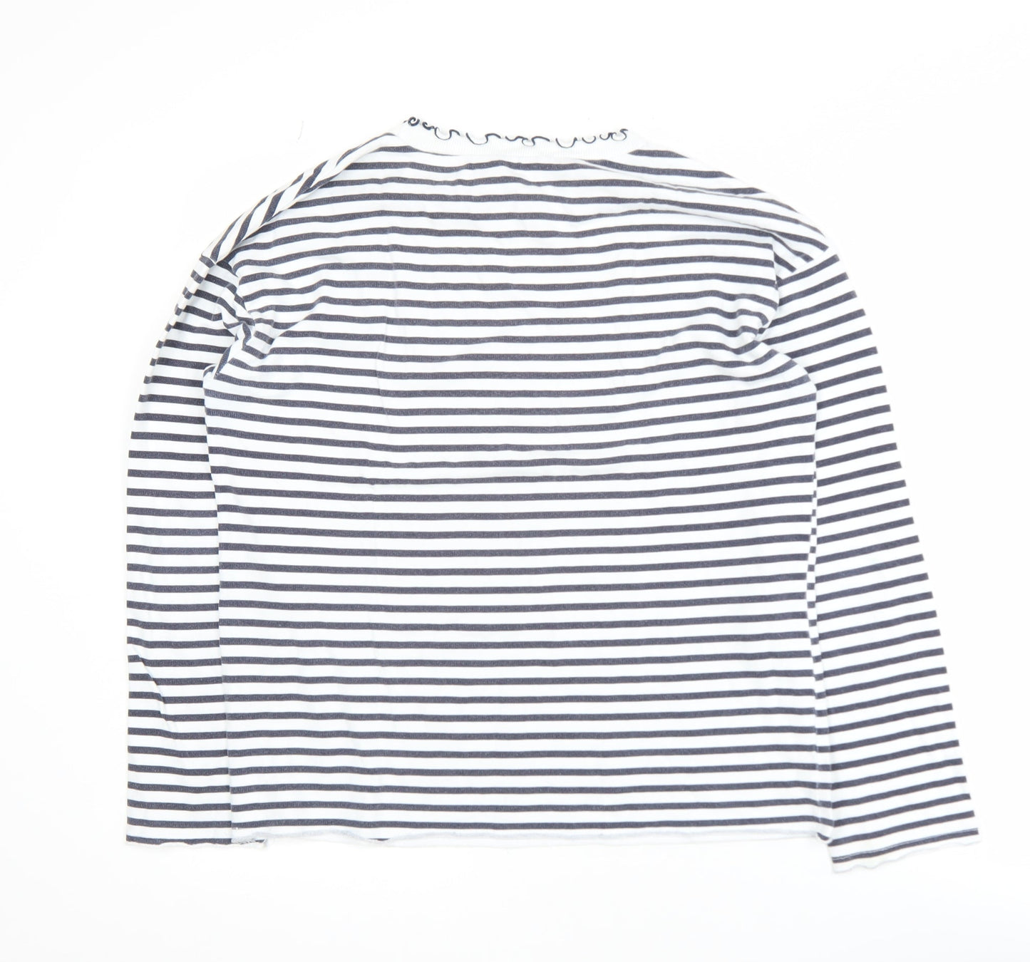 Zara Trafaluc Women’s Black White Striped Long Sleeve Cotton Top S