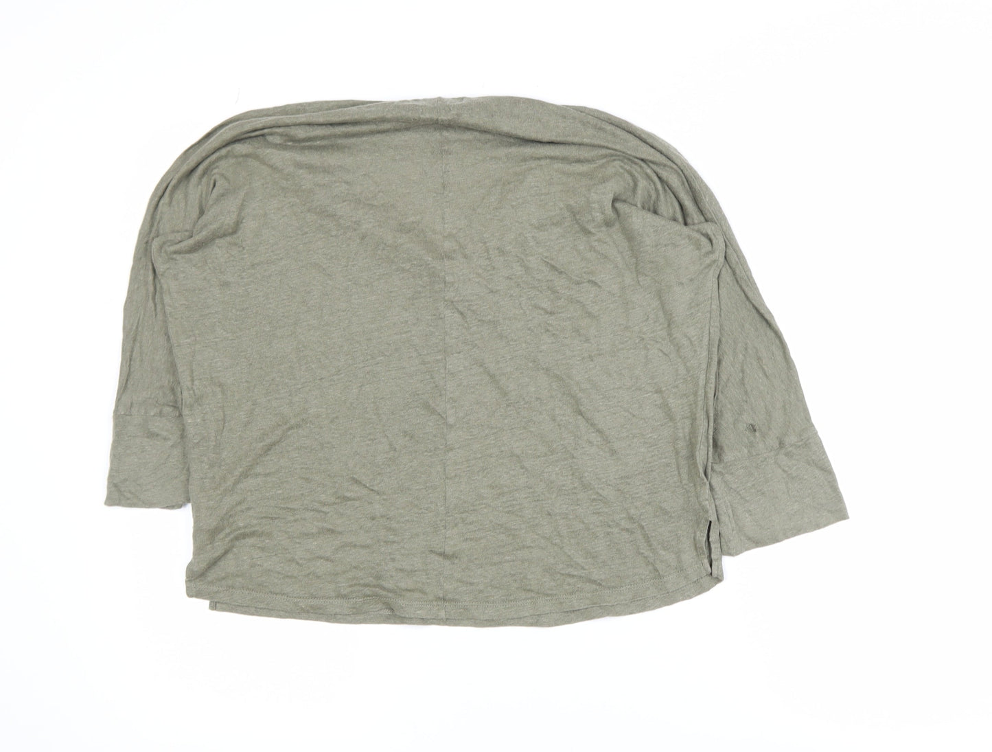 Notshy Women’s Green Linen Henley Tunic Top Size S 3/4 Sleeve Casual