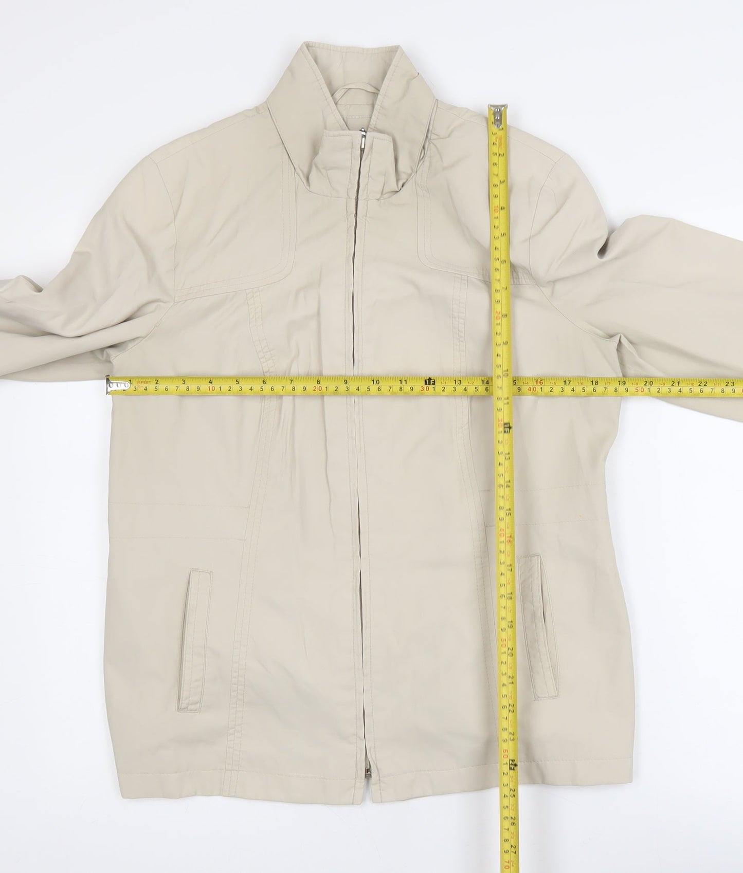Bm Women’s Beige Size 12 Lightweight Cotton Blend Zip Jacket