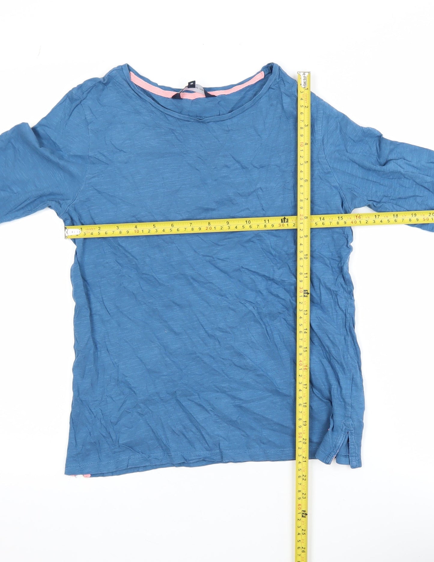 Crew Clothing Company Women's Blue 3/4 Sleeve Cotton Top Size 10