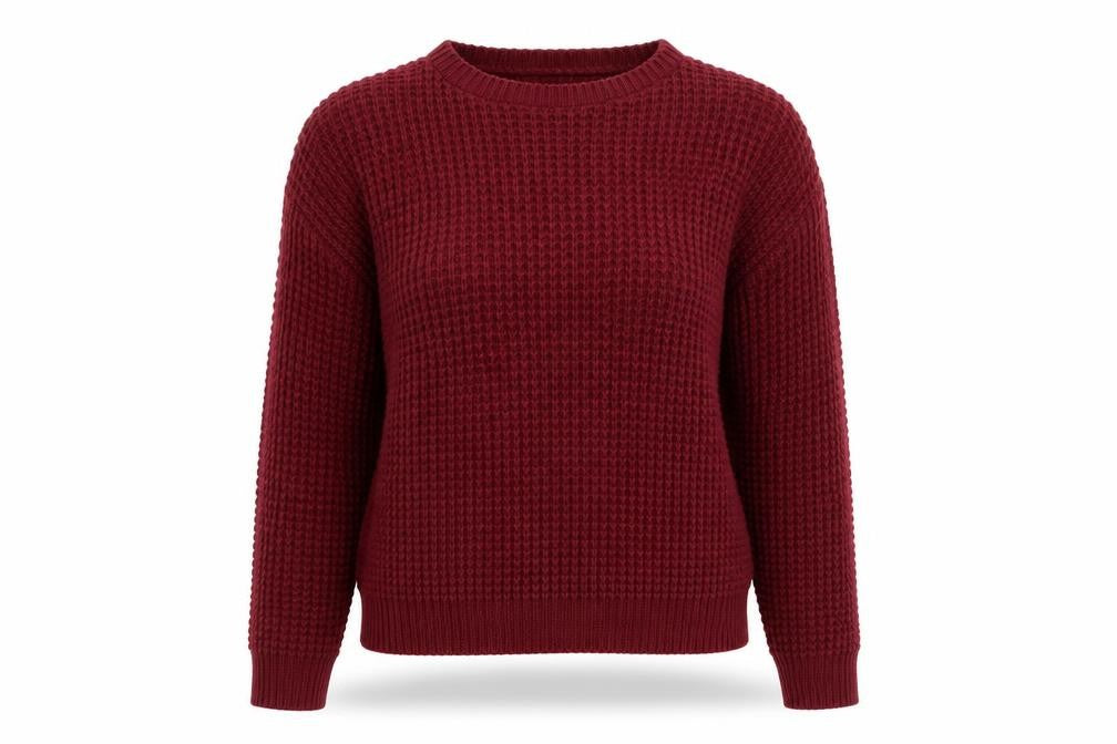 Boohoo Women's Red Chunky Knit Crew Neck Jumper Size M