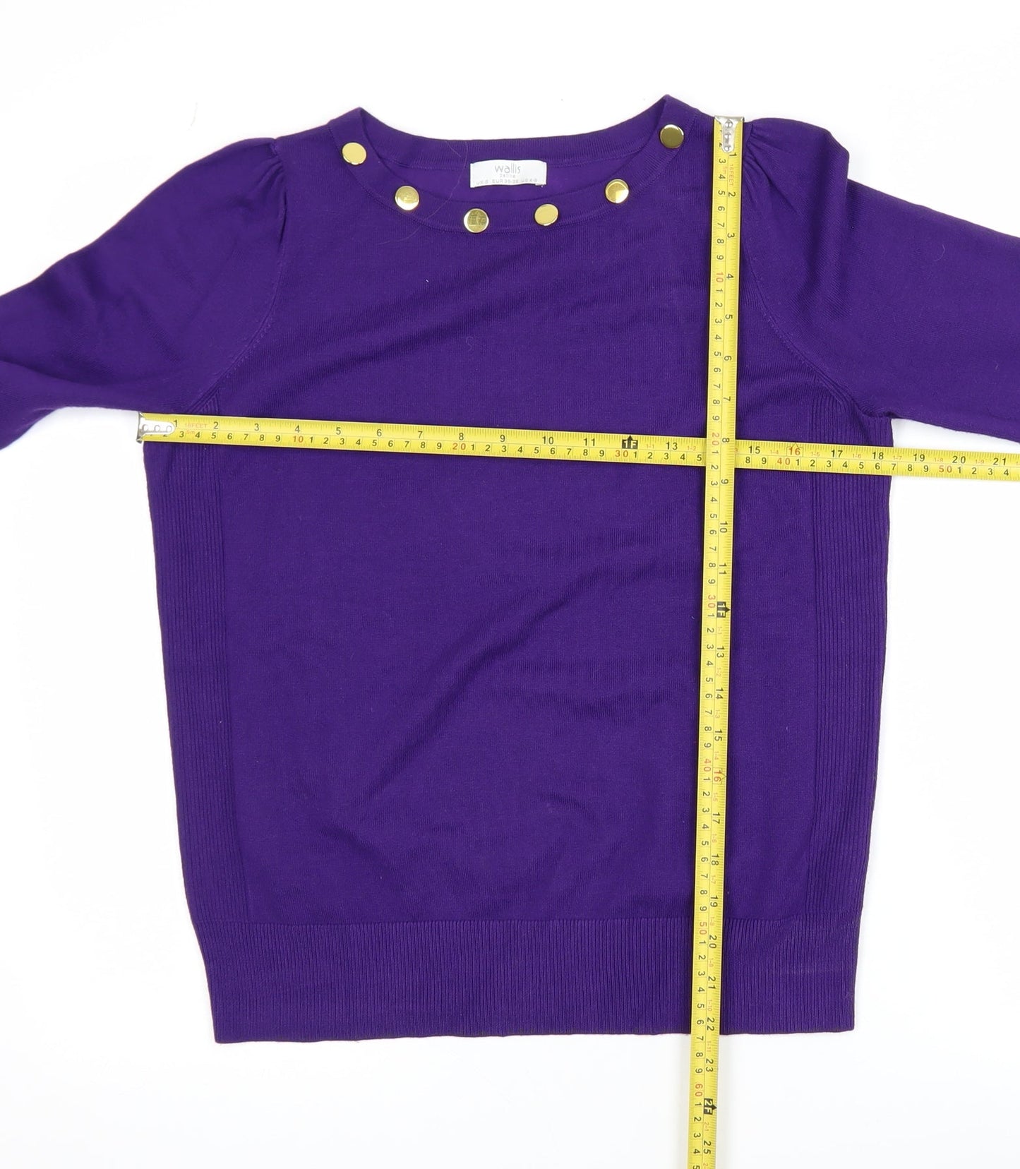 Wallis Women Purple Petite S Button Boat Neck Jumper