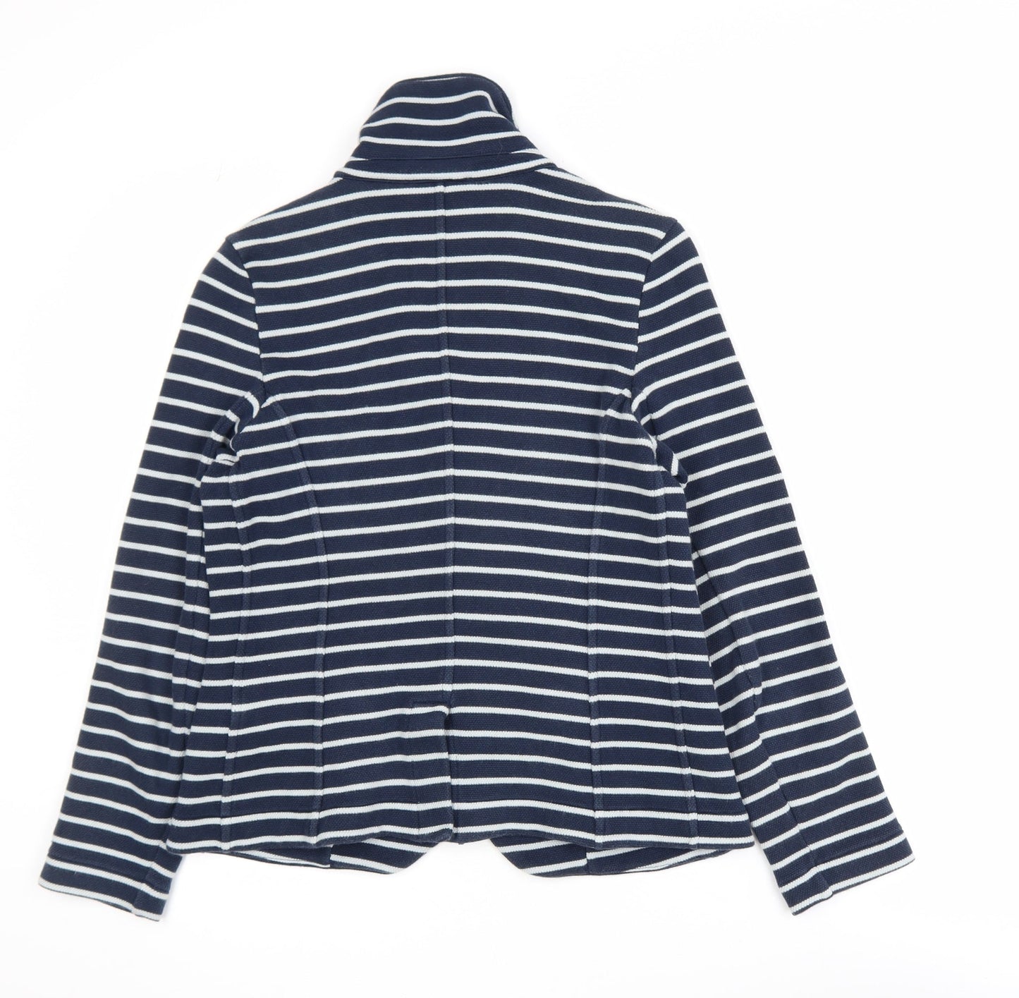 Whistles Women's Blue Striped Cotton Jersey Blazer M