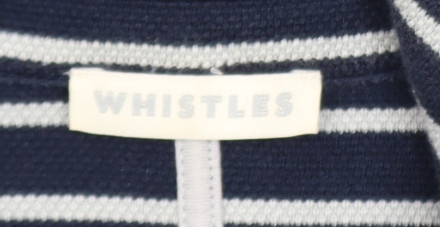 Whistles Women's Blue Striped Cotton Jersey Blazer M