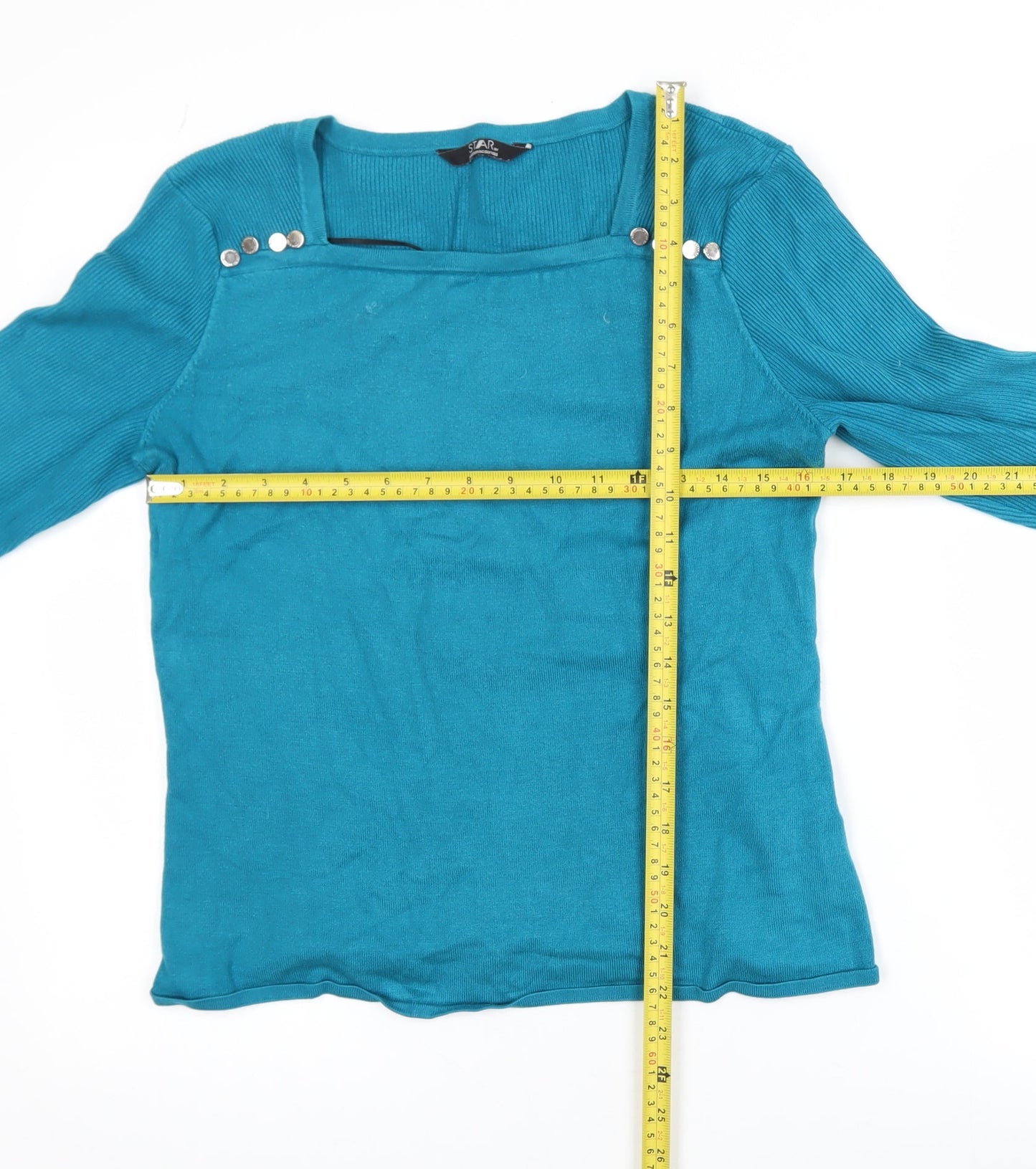 STAR by Julien Macdonald Women's Blue Knit Long Sleeve Blouse Size 14