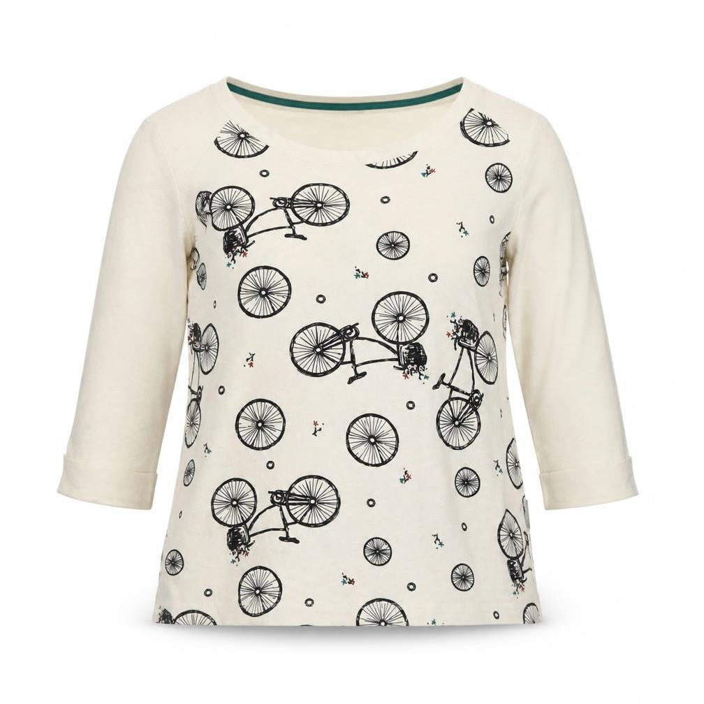 Marks & Spencer Women Ivory Bicycle Print 3/4 Sleeve Pullover Jumper Size 8