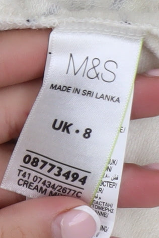 Marks and Spencer Women Ivory Bicycle Print 3/4 Sleeve Pullover Jumper Size 8