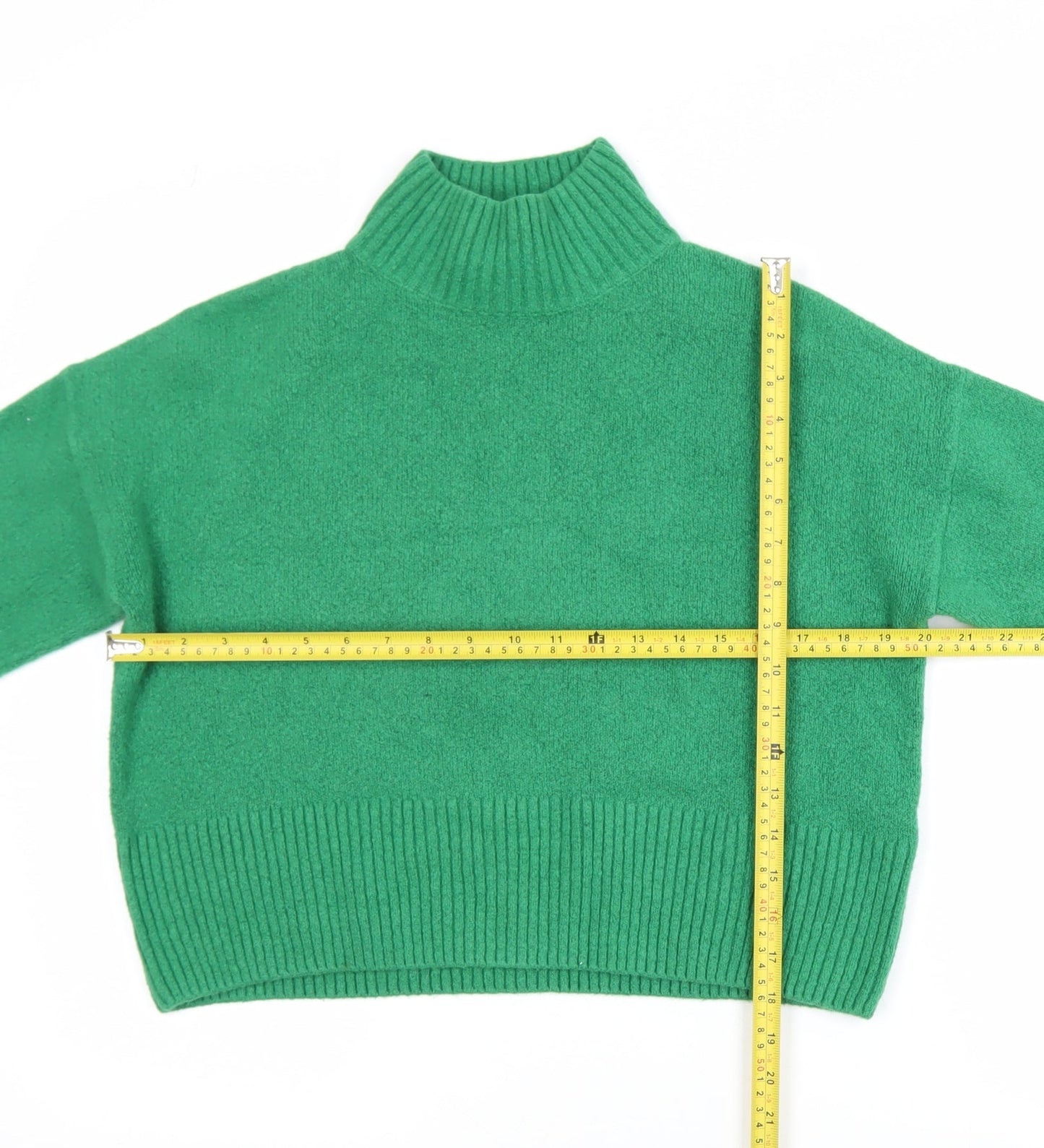 & Other Stories Women Green XS Mock Neck Wool Blend Pullover Jumper