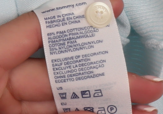 Tommy Hilfiger Womens Blue V-Neck Cotton Knit Cardigan S
