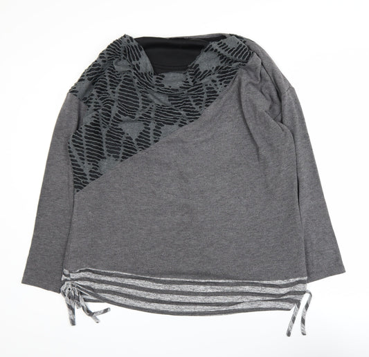 Klass Womens Grey 2XL Tunic Top Cowl Neck Long Sleeve Stretch Blouse