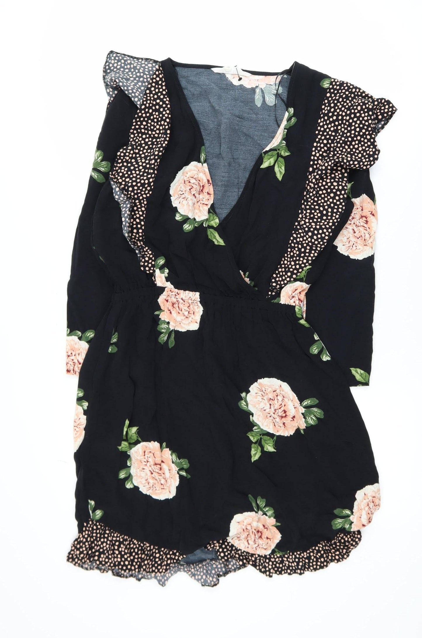 Nine by Savannah Miller Women’s Black Floral Wrap Dress Size 10