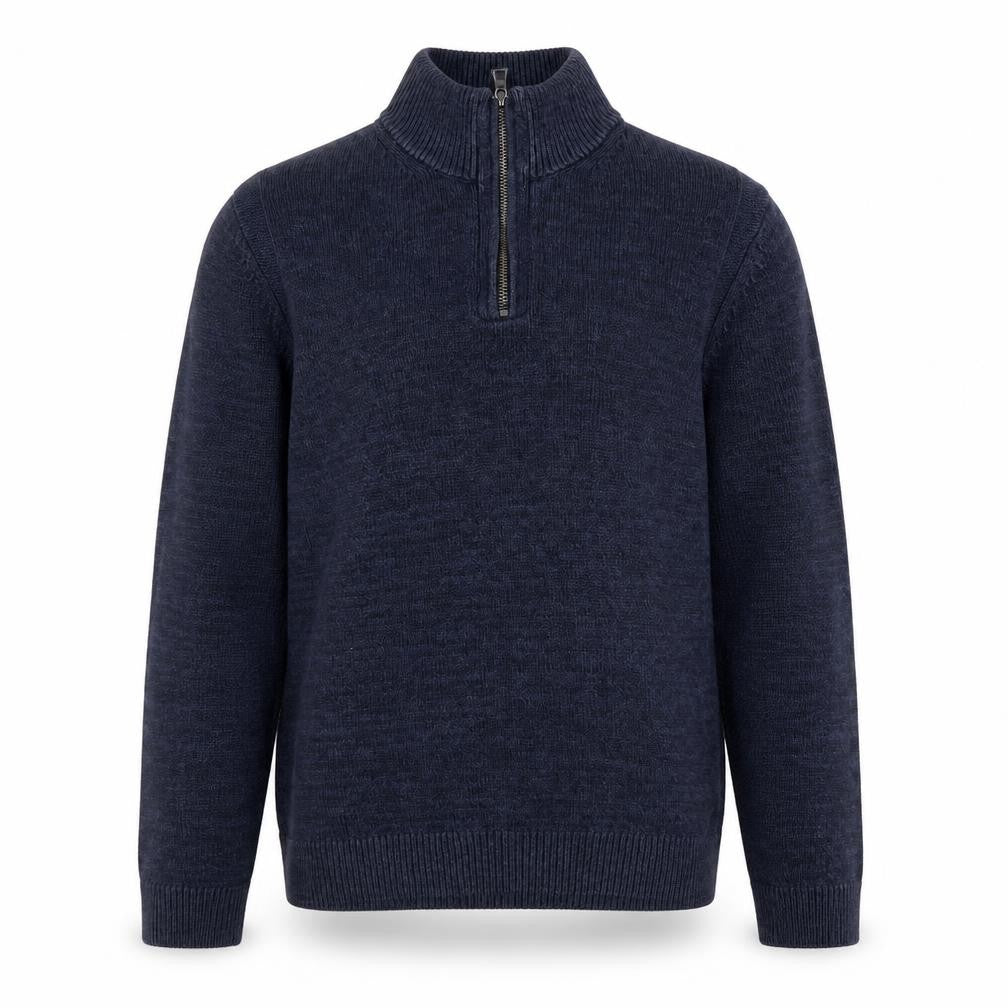 Marks & Spencer Men's Blue Cotton Blend 1/2 Zip Jumper M