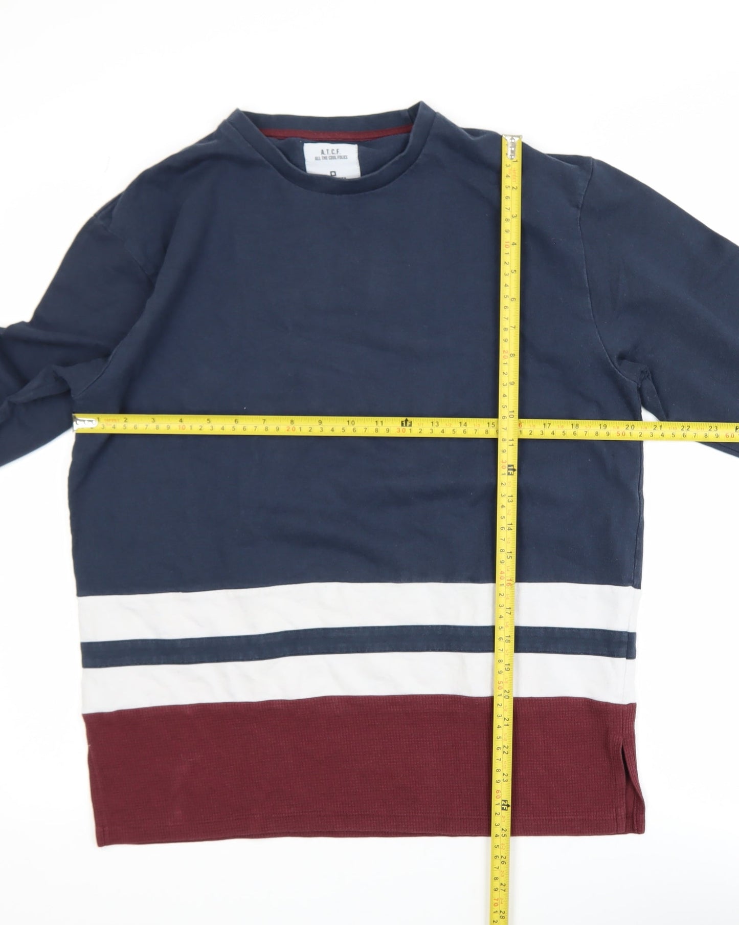 Penshoppe Men's Navy Colourblock Crew Neck Sweatshirt Size M