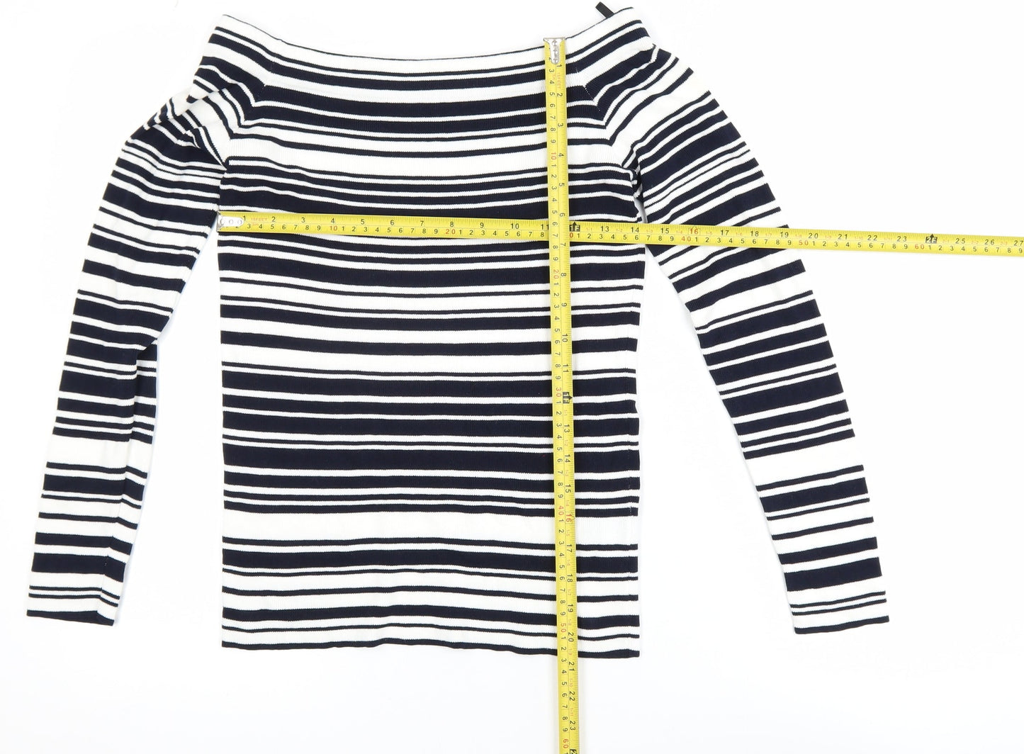 Dorothy Perkins Women’s Black Stripe Boat Neck Long Sleeve Top Size 12
