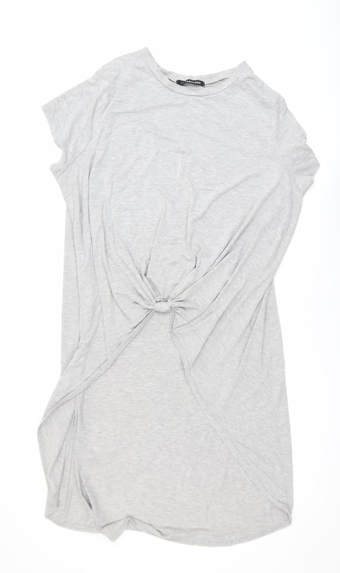 So Fabulous Women’s Grey Knot Front Jersey T-Shirt Size 24