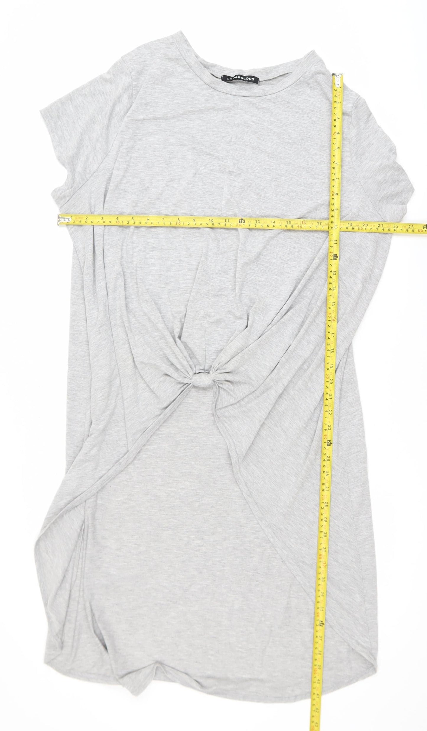 So Fabulous Women’s Grey Knot Front Jersey T-Shirt Size 24